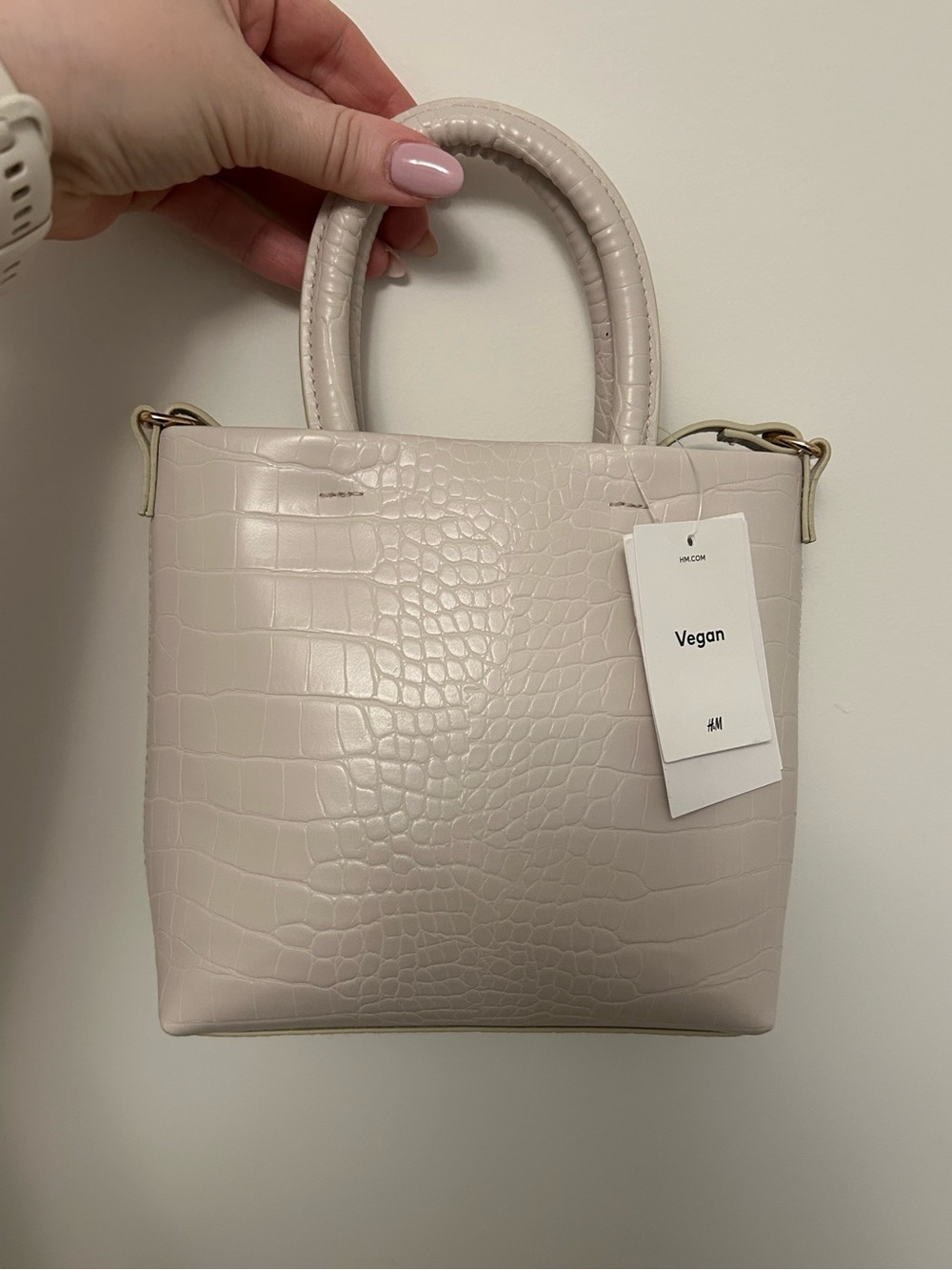 H&M Vegan Crocodile pattern Mini Tote in off white. New with tags. Small Purse